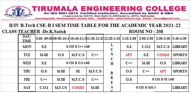 cse timetable